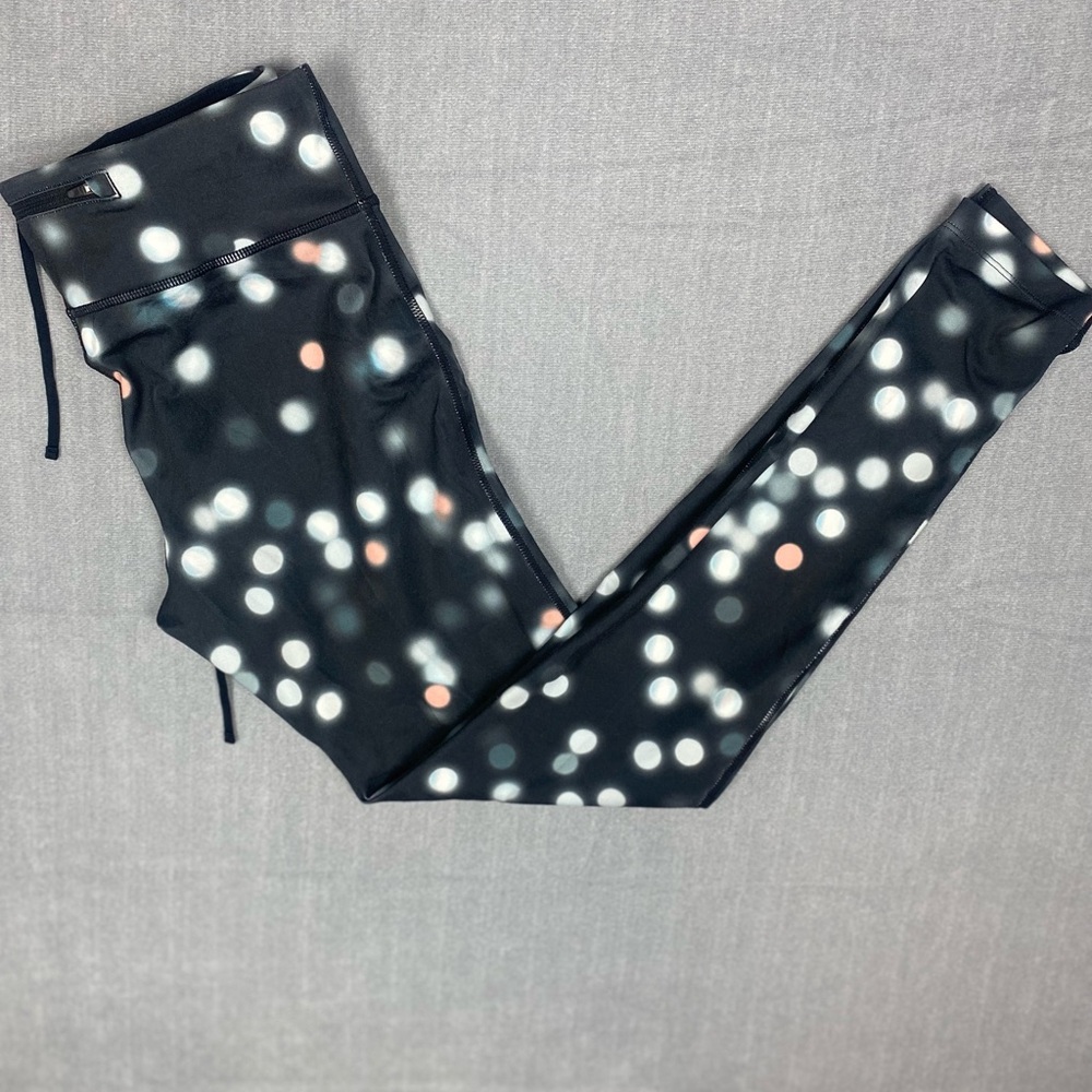 Girls Nike Leggings Black Bokeh Dot Print Activewear Pants
